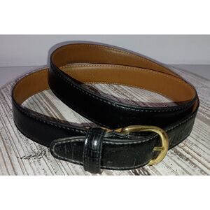 Black Genuine Full Grain Leather Belt with Solid Brass Buckle, Men's Size 40